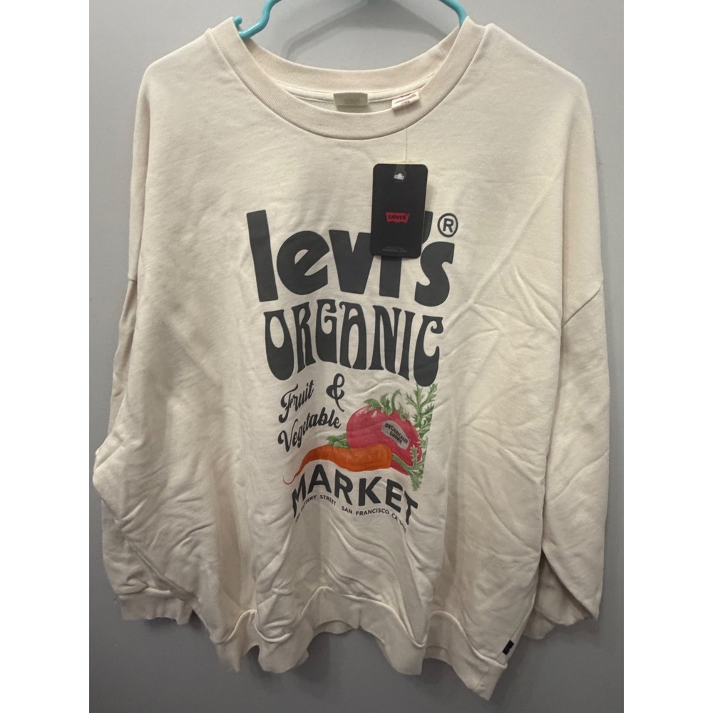 Levis Community Garden Butterfly Prism Crewneck Sweatshirt Cream Womens XL NWT